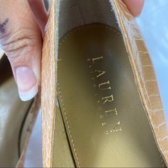 Lauren Ralph Lauren Yellow Faux Snakeskin Heels - Picture 10 of 11